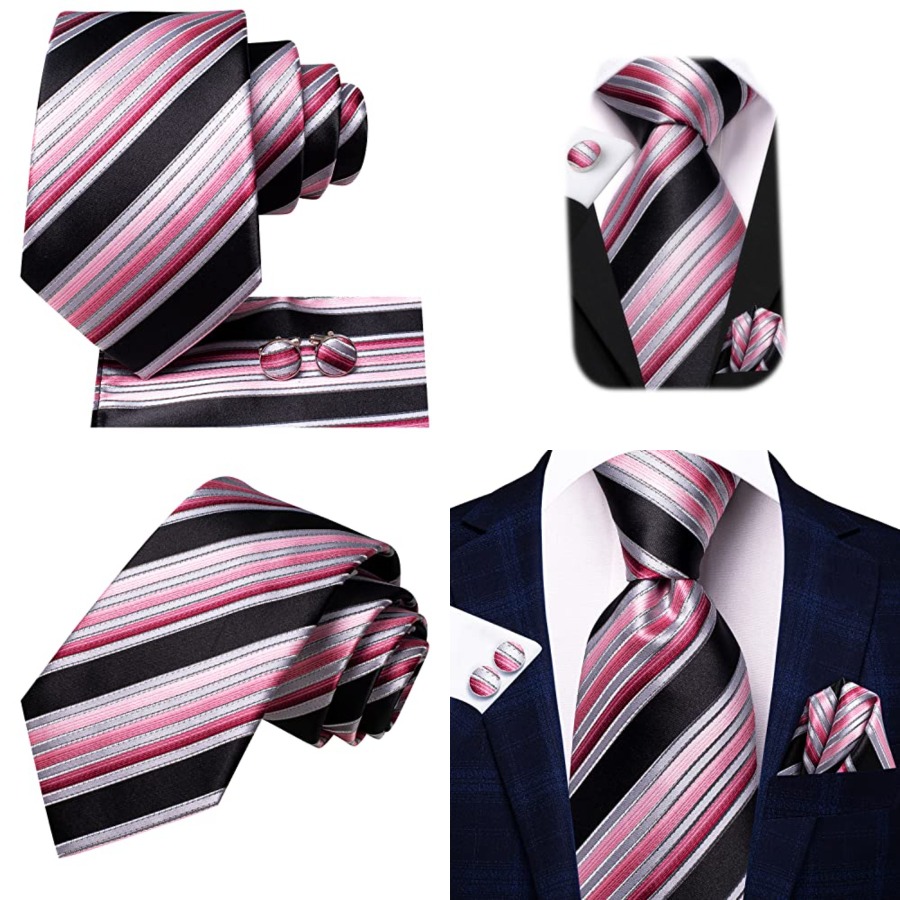 Men Ties Sets Silk Stripe Pais - Pocket Square Set 评论和价格