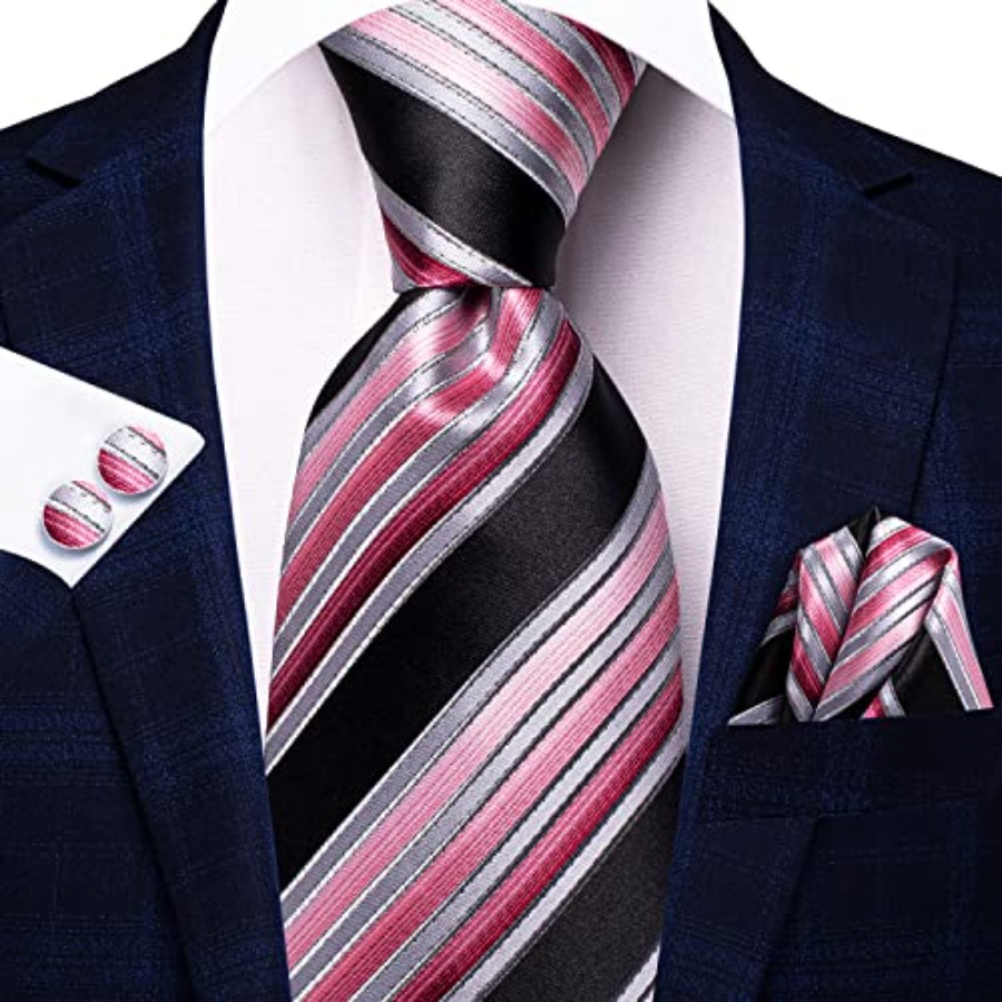 Men Ties Sets Silk Stripe Pais - Pocket Square Set 评论和价格