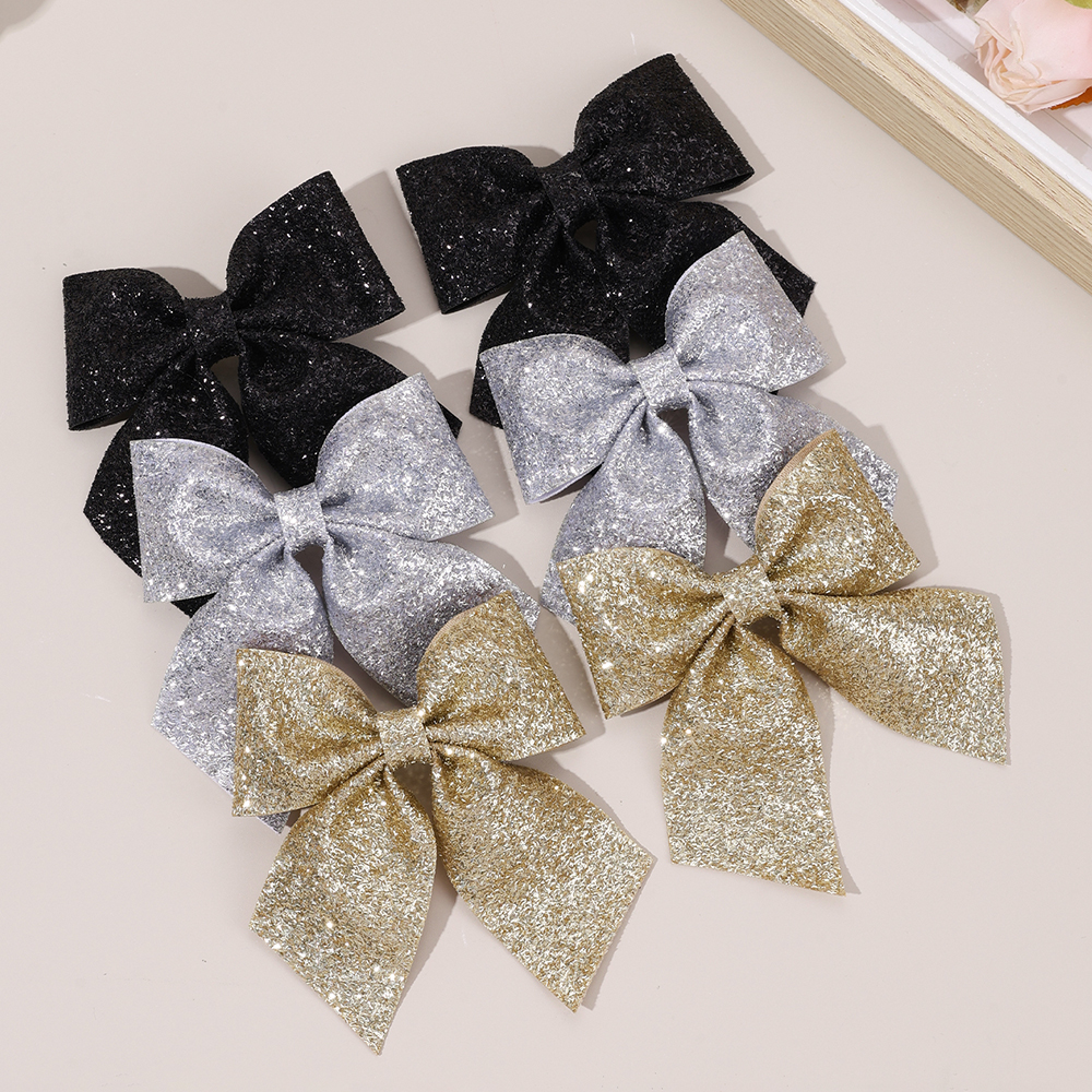 6Pcs Sparkling Bow Hair Clips  - Tie Clip Silver 评论和价格