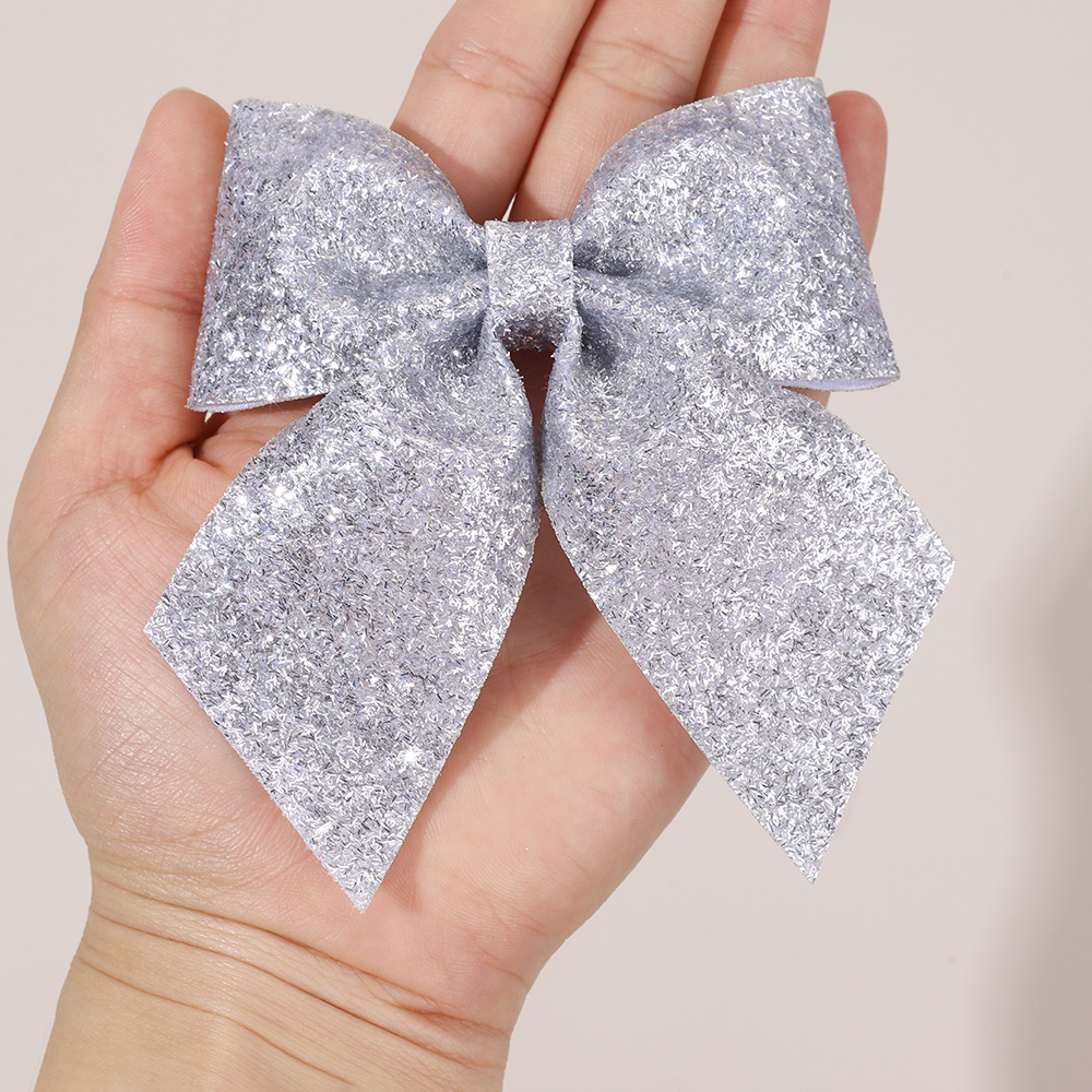 6Pcs Sparkling Bow Hair Clips  - Tie Clip Silver 评论和价格