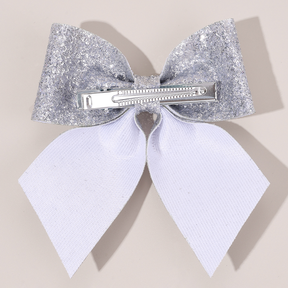 6Pcs Sparkling Bow Hair Clips  - Tie Clip Silver 评论和价格