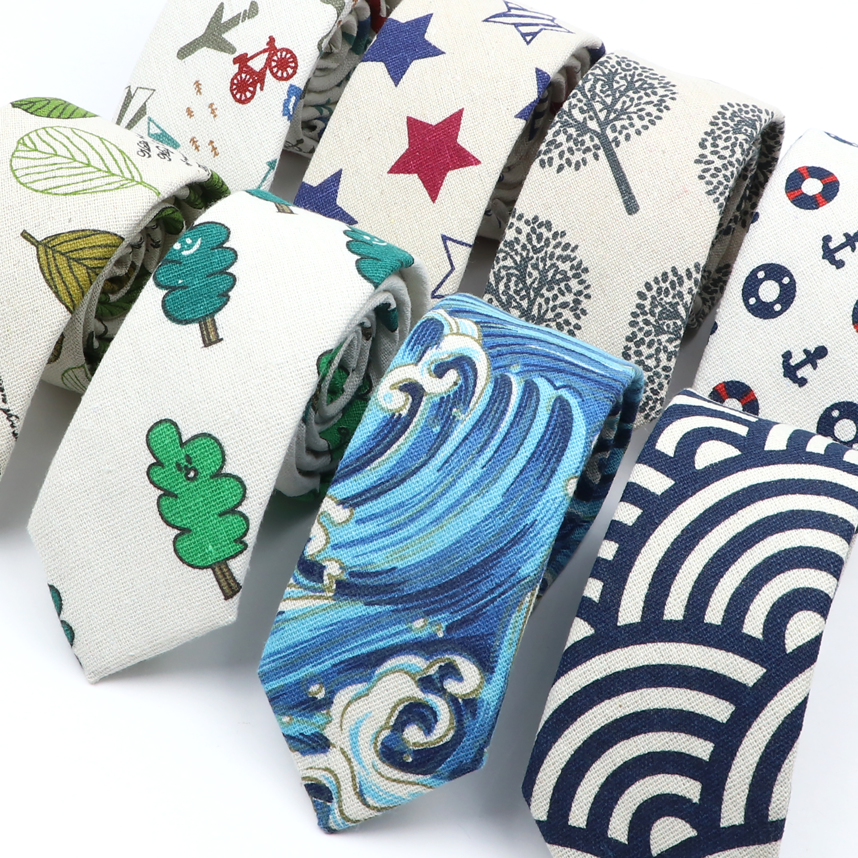 Novelty Cartoon Linen Tie For  - Skinny Tie Men 评论和价格