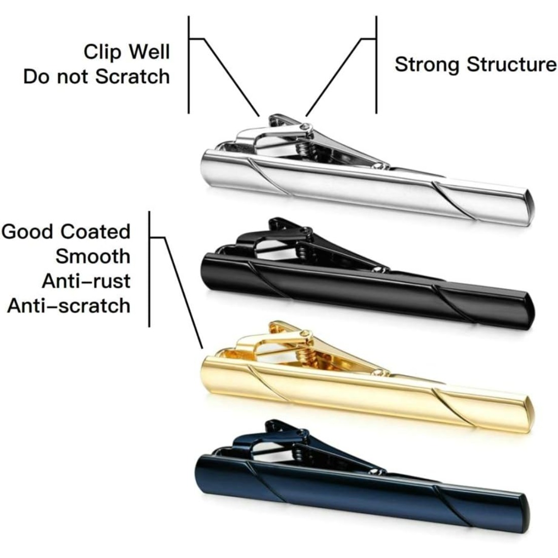 This men's polished metal tie  - Tie Bar Set Gift 评论和价格