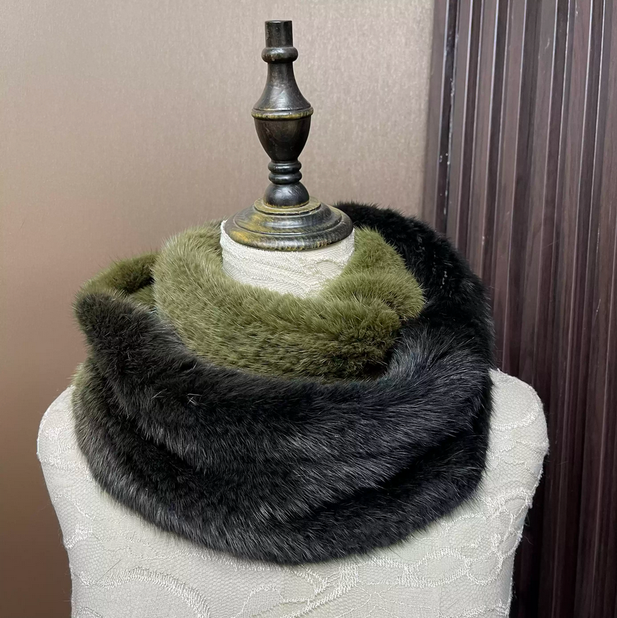 Ombre Color Genuine Mink Fur S - Infinity Scarf Knit 评论和价格