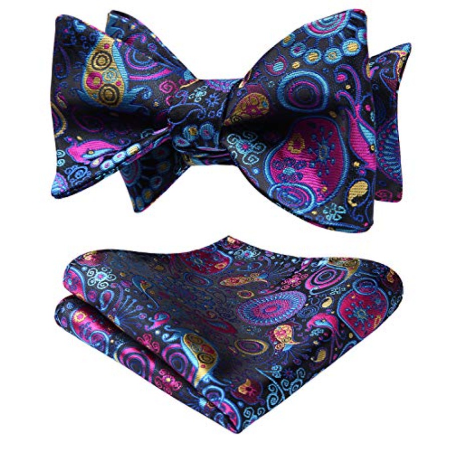 Bow Ties for Men Floral Bowtie - Pocket Square Set 评论和价格