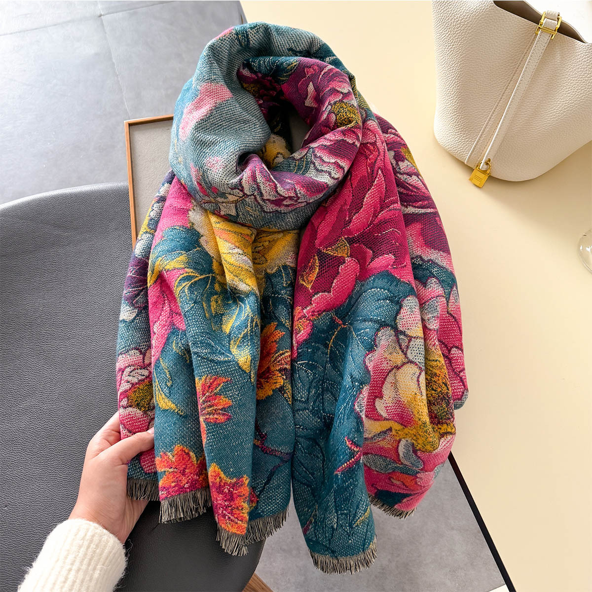 Warm Cashmere Scarf Women Shaw - Woven Scarf Blanket 评论和价格