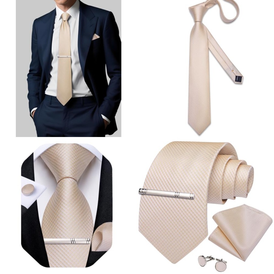 Plaid Ties for Men Silk Checke - Pocket Square Set 评论和价格