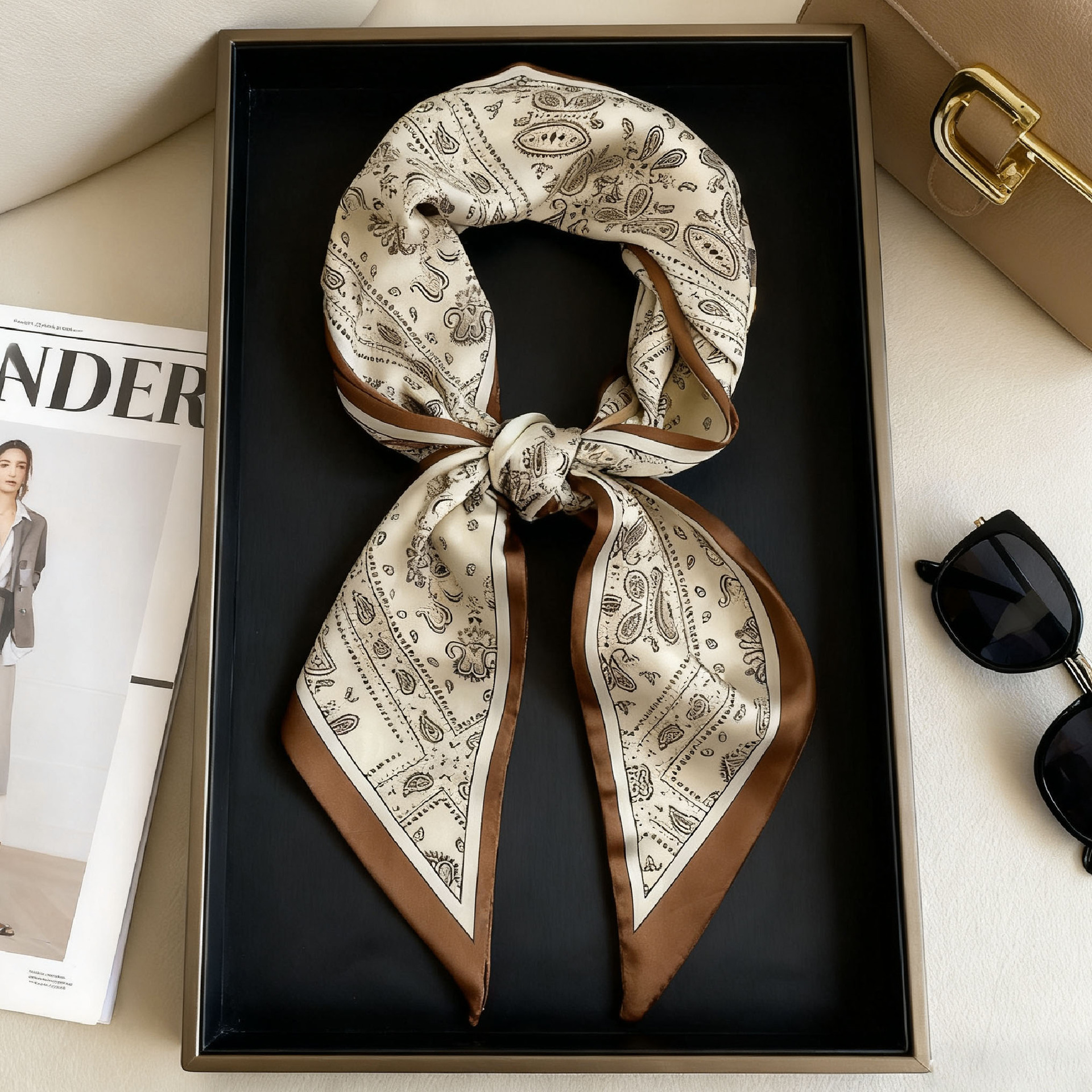 Luxury Long Neckerchief Skinny - Silk Neck Scarf 评论和价格