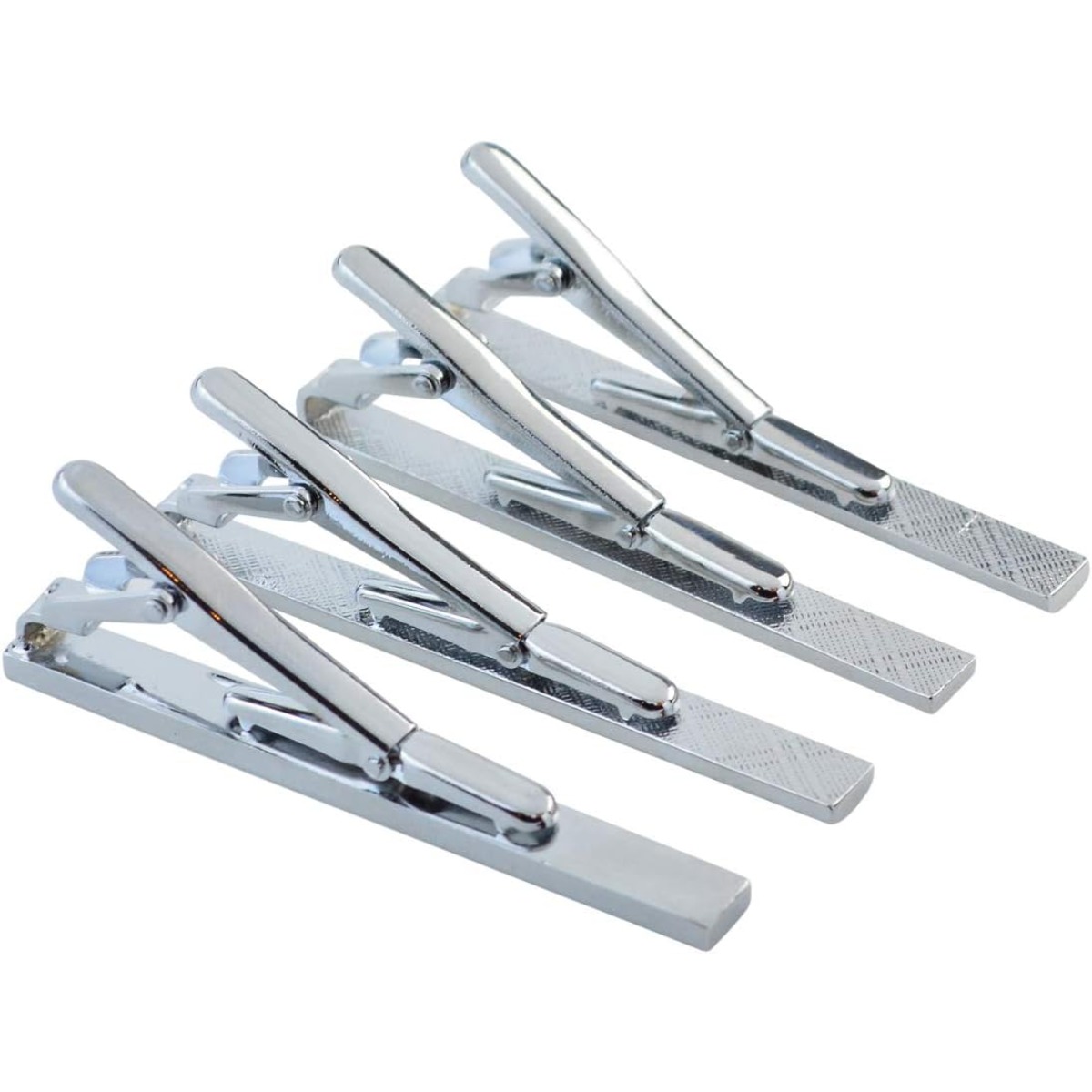 Set of 4 Silver Metal Necktie  - Tie Clip Silver 评论和价格