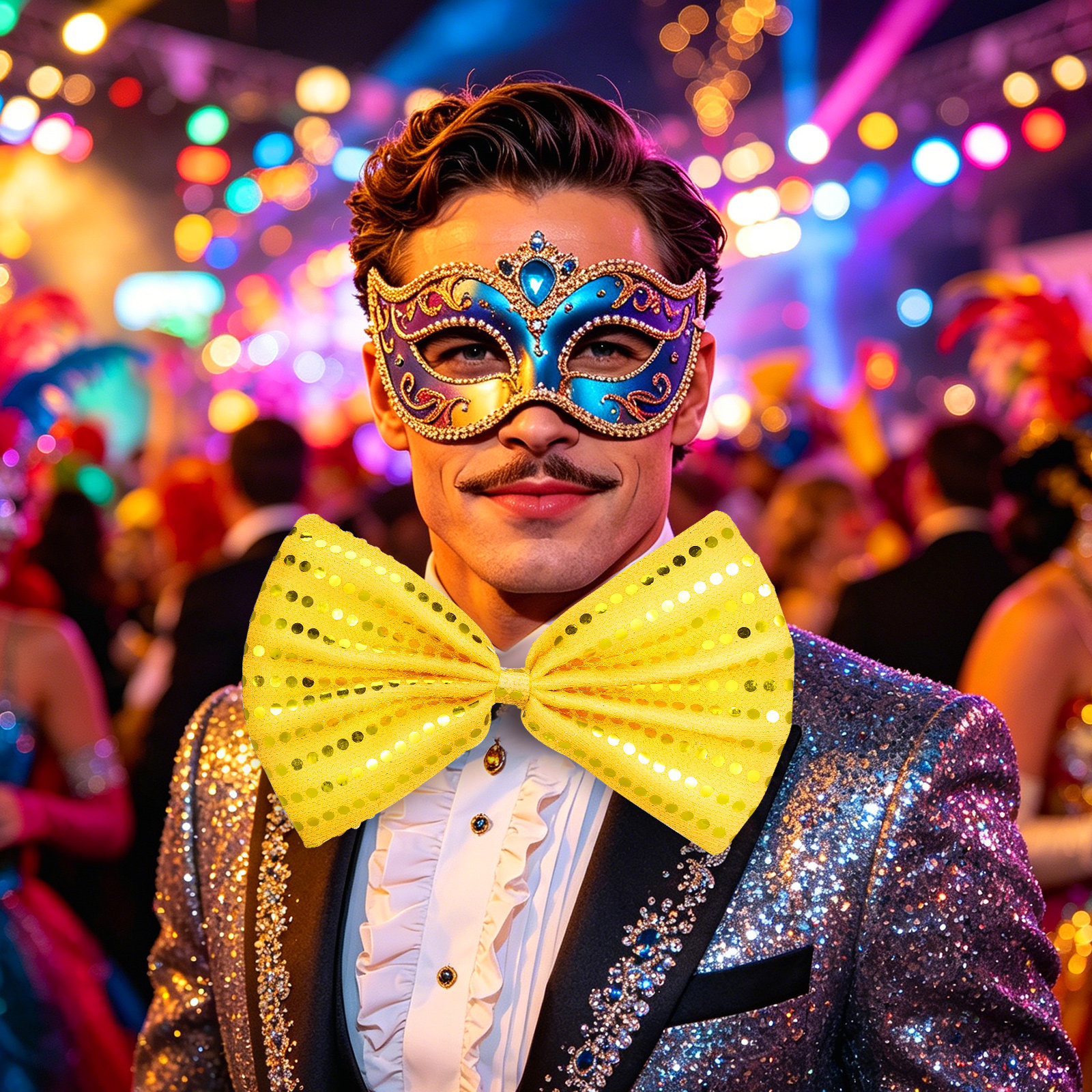 2Pcs Large Gold Sequin Bow Tie - Bow Tie Pre Tied 评论和价格
