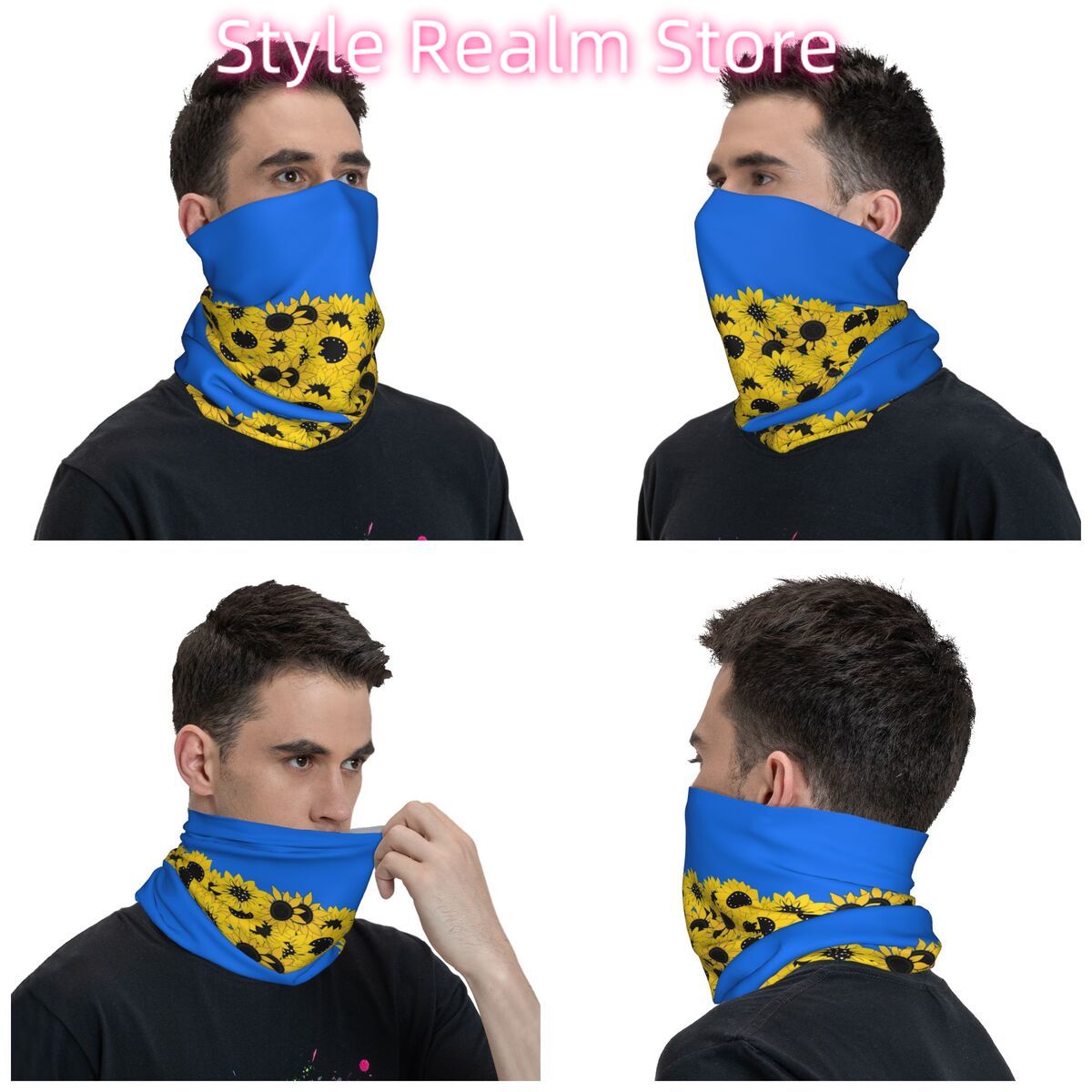 Blue Sunflower Printed Winter  - Neck Warmer Tube 评论和价格