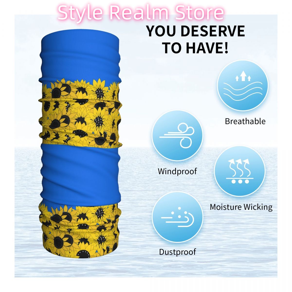 Blue Sunflower Printed Winter  - Neck Warmer Tube 评论和价格