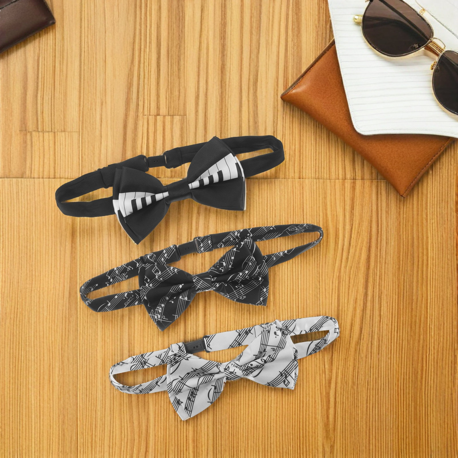 3Pcs Music Bow Tie Set Piano K - Bow Tie Pre Tied 评论和价格