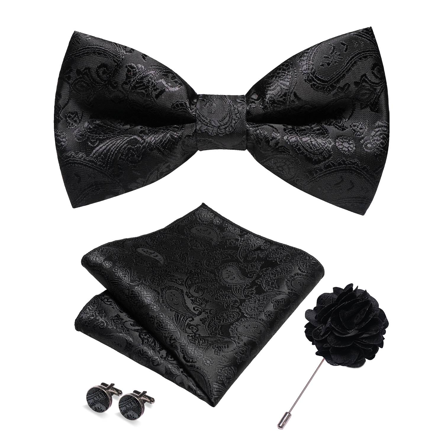 Champagne Silk Jacquard Paisle - Bow Tie Pre Tied 评论和价格