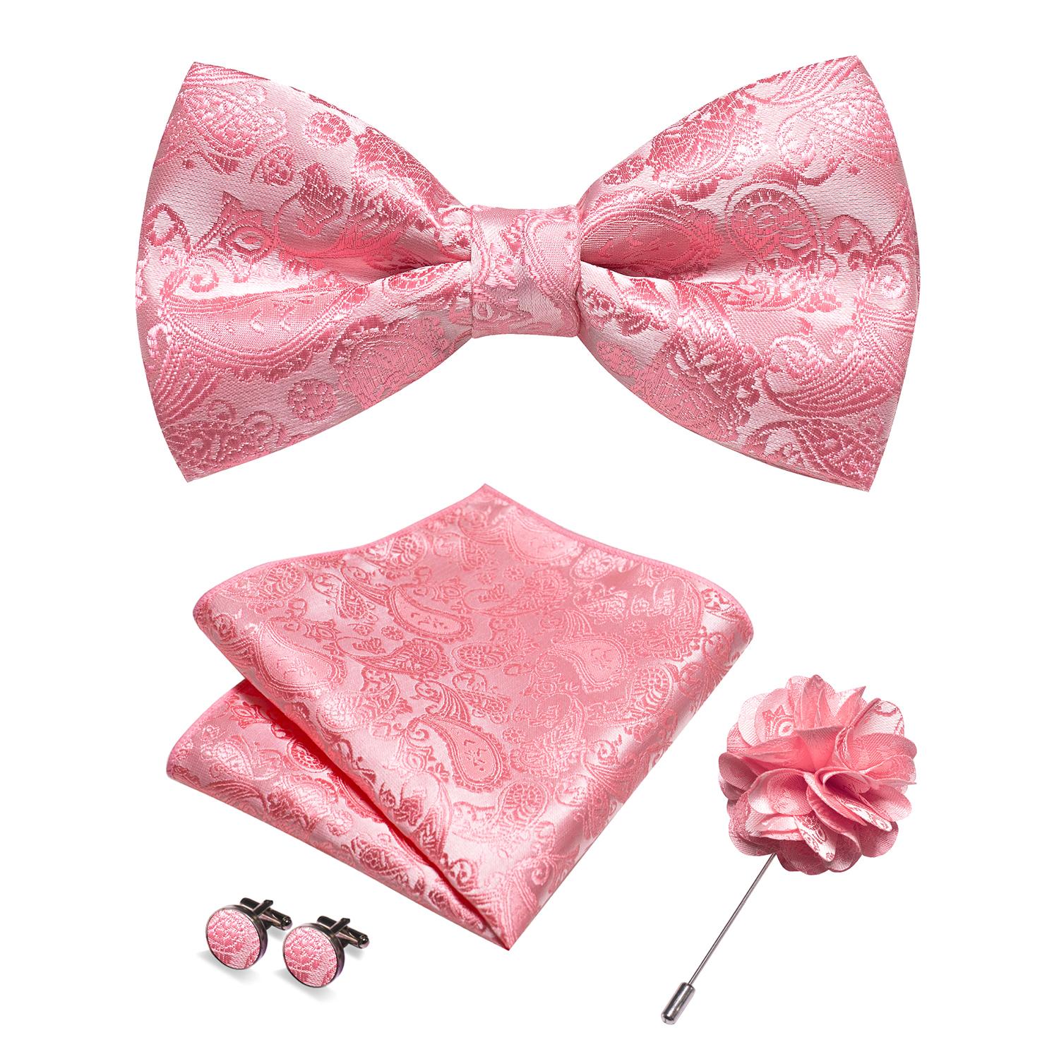 Champagne Silk Jacquard Paisle - Bow Tie Pre Tied 评论和价格