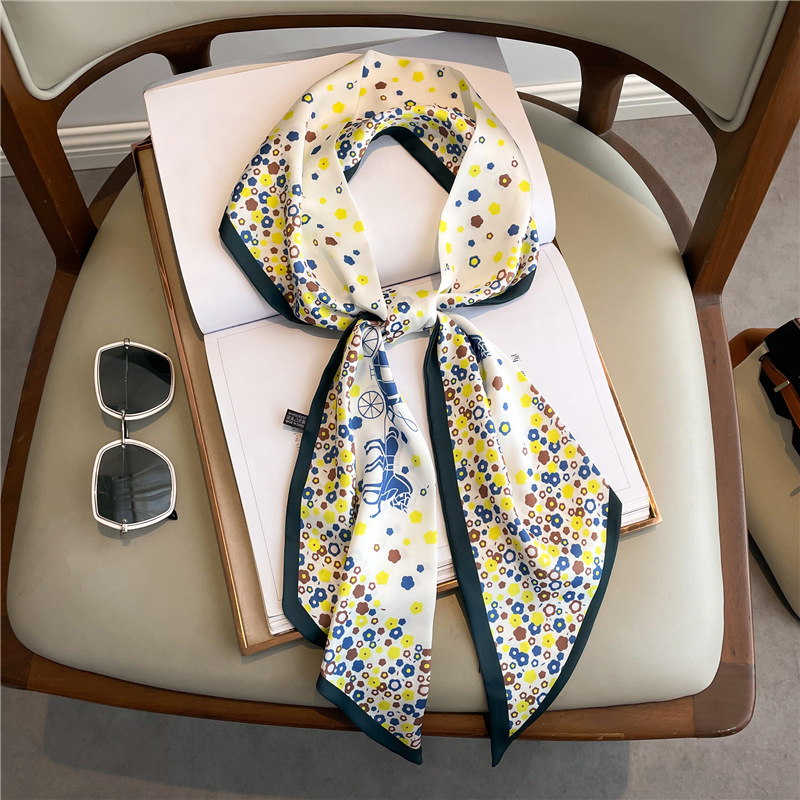 Fashion Print Long Silk Scarf  - Ascot Neck Scarf 评论和价格