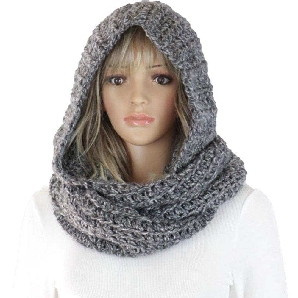 Knitted Hooded Scarf Winter Wo - Infinity Scarf Knit 评论和价格