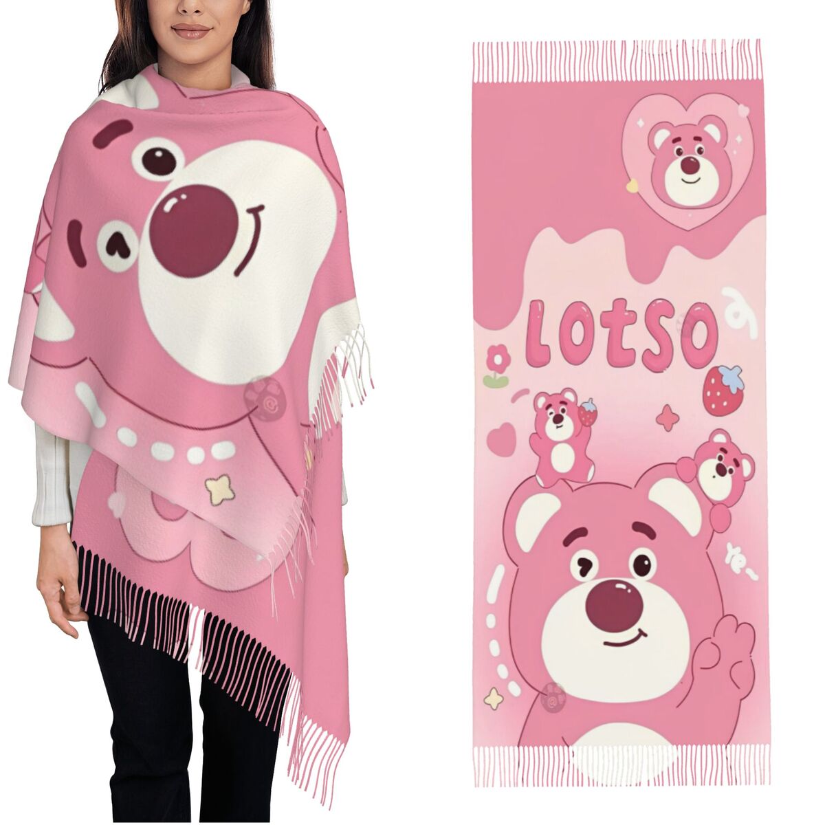 Lotso Pink Bear Women's Scarf  - Pashmina Wrap Large 评论和价格
