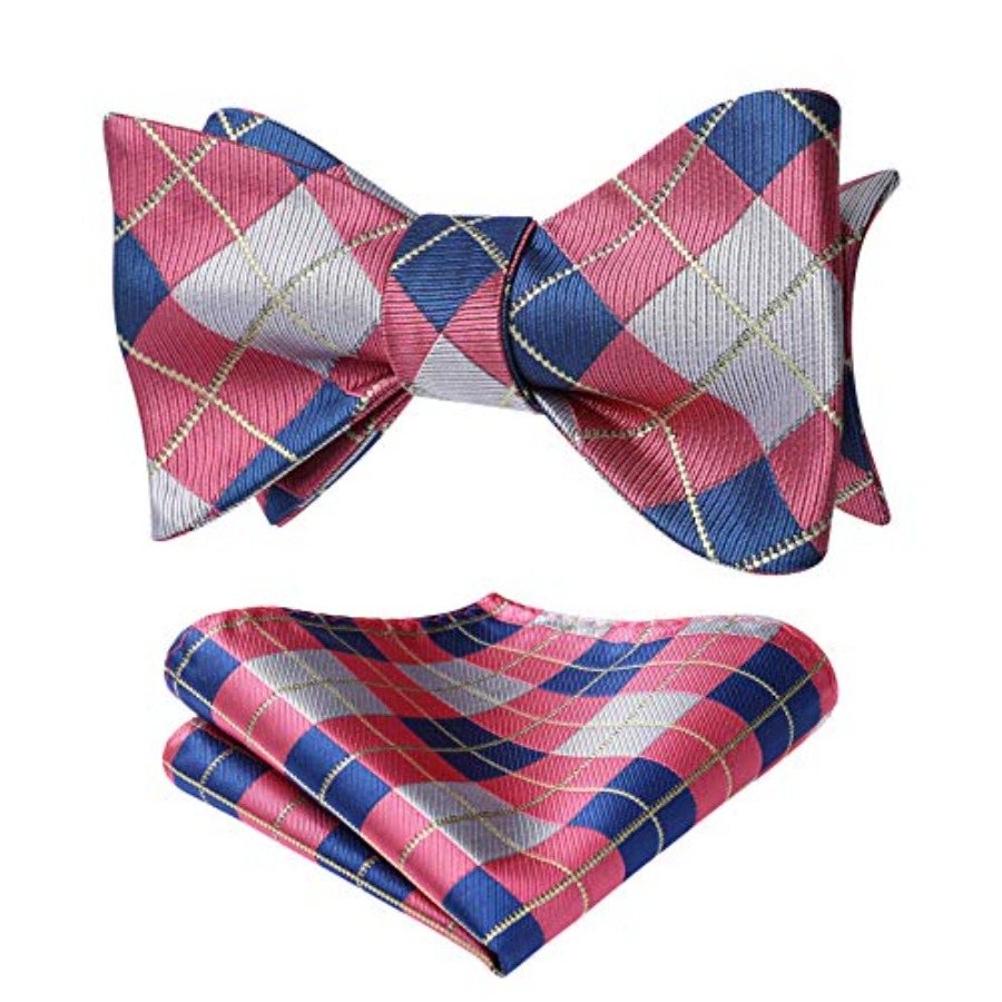 Bow Ties for Men Check Plaid S - Pocket Square Set 评论和价格