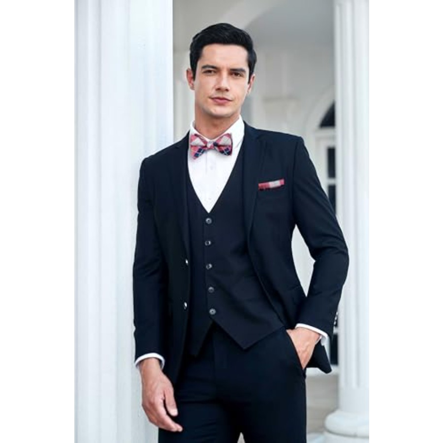 Bow Ties for Men Check Plaid S - Pocket Square Set 评论和价格