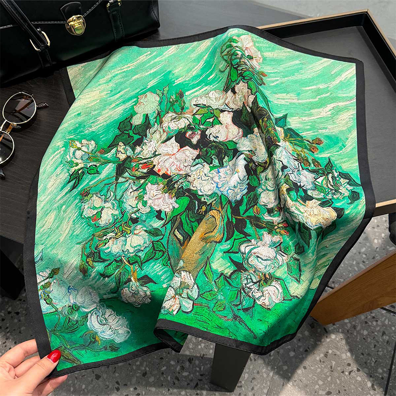 100% Silk Scarf Bandana Women  - Scarf Silk Square 评论和价格