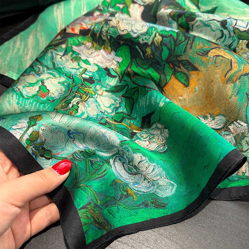 100% Silk Scarf Bandana Women  - Scarf Silk Square 评论和价格