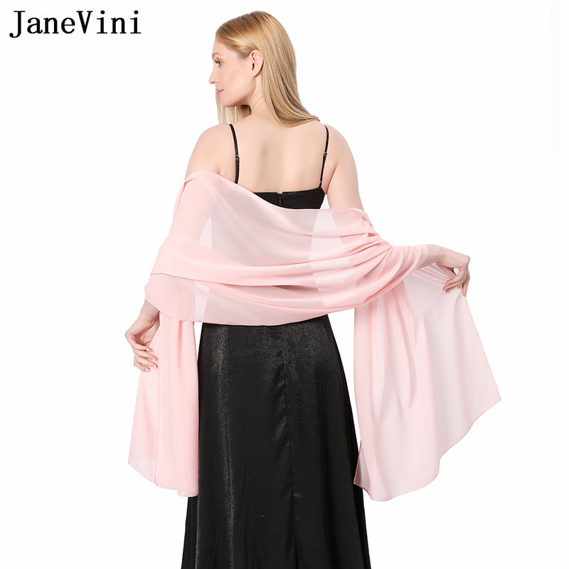 JaneVini Elegant Pink Chiffon  - Stole Wedding Shawl 评论和价格