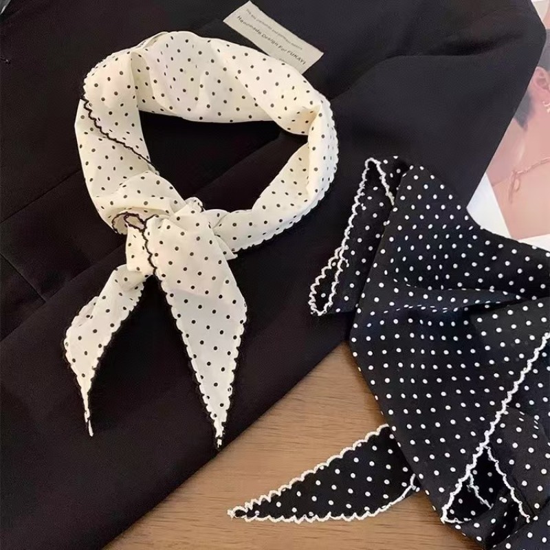 Black White Polka Dot Scarf fo - Ascot Neck Scarf 评论和价格