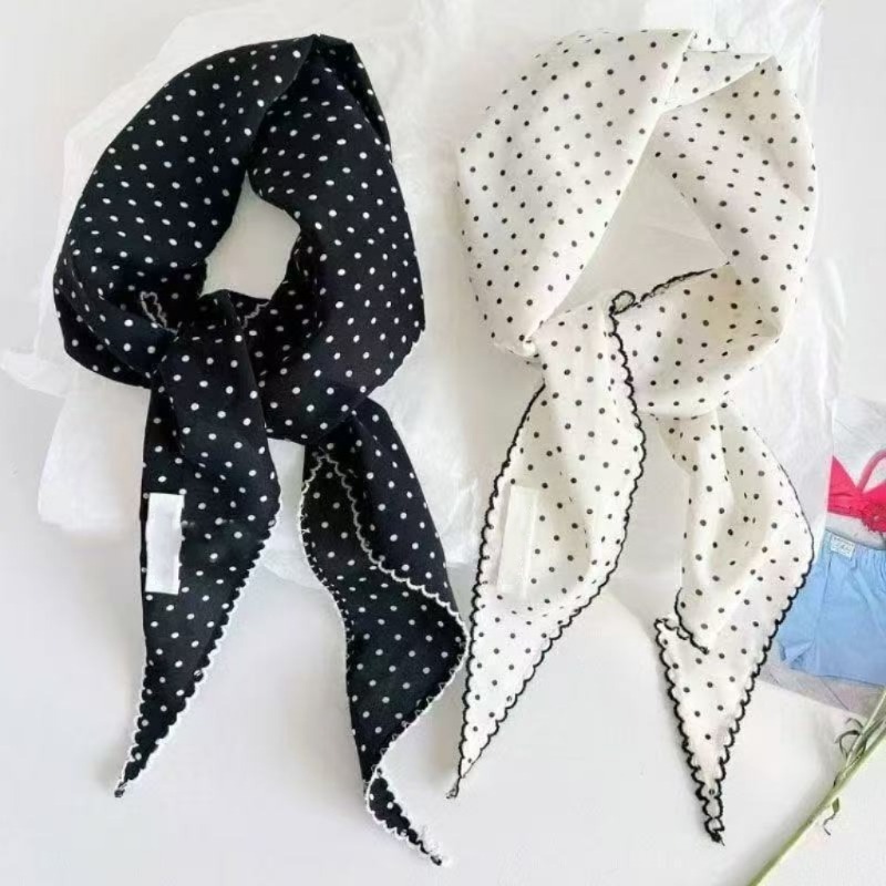 Black White Polka Dot Scarf fo - Ascot Neck Scarf 评论和价格