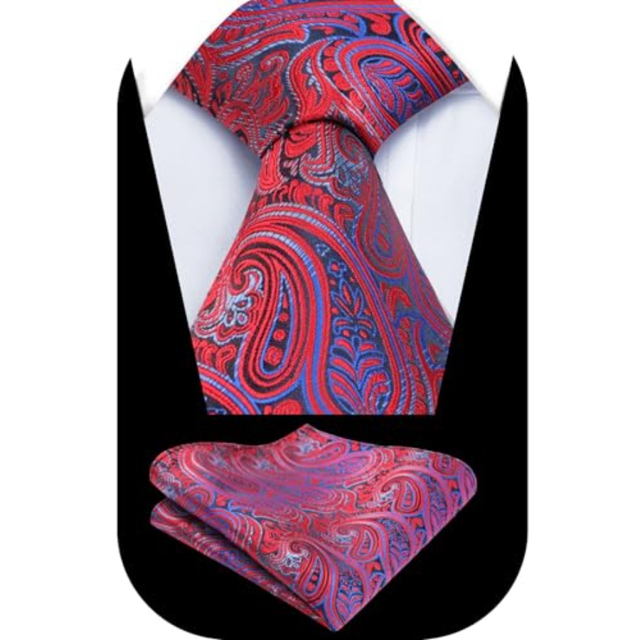 Mens Gradient Paisley Necktie  - Pocket Square Set 评论和价格