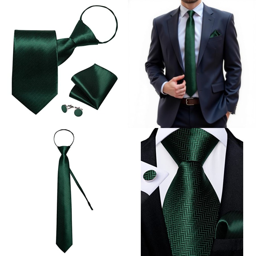 Silk Zipper Ties for Men,Paisl - Pocket Square Set 评论和价格