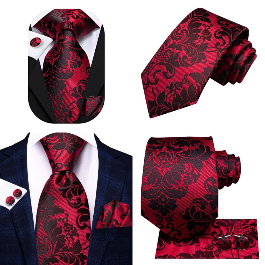 Silk Ties for Men Plaid Paisle - Pocket Square Set 评论和价格