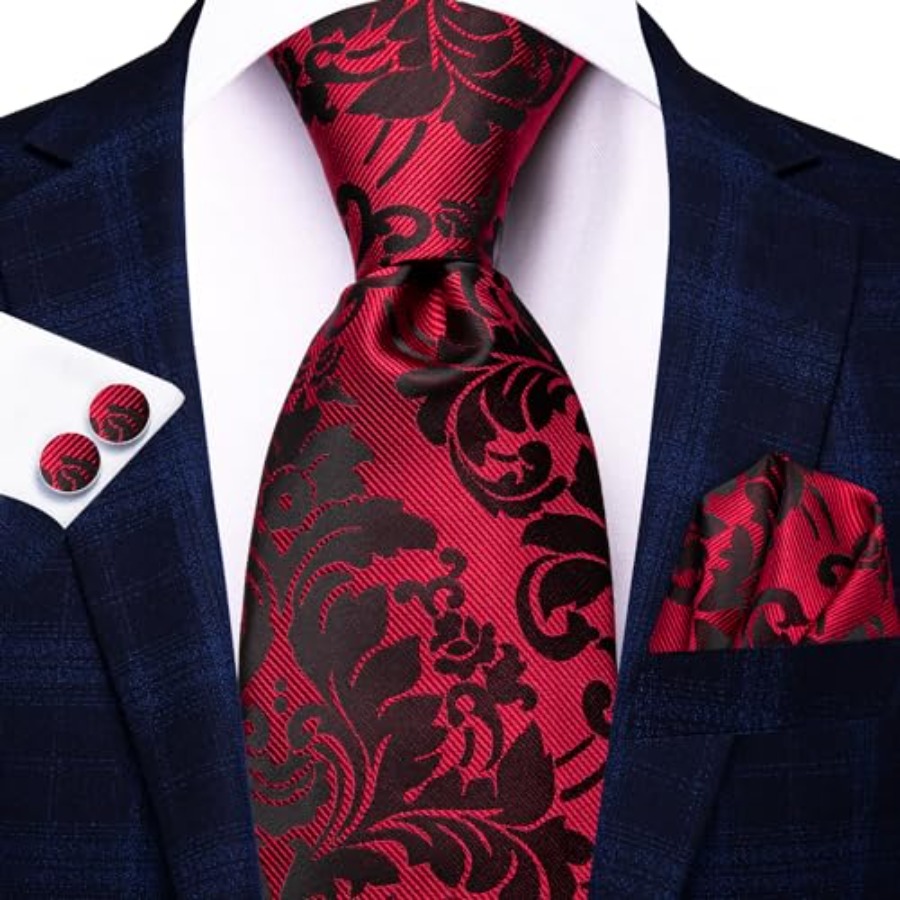 Silk Ties for Men Plaid Paisle - Pocket Square Set 评论和价格