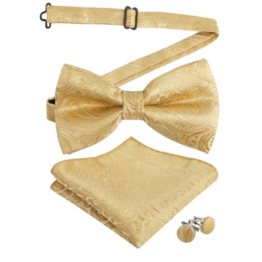 Mens Paisley Bow Tie, Pocket S - Pocket Square Set 评论和价格