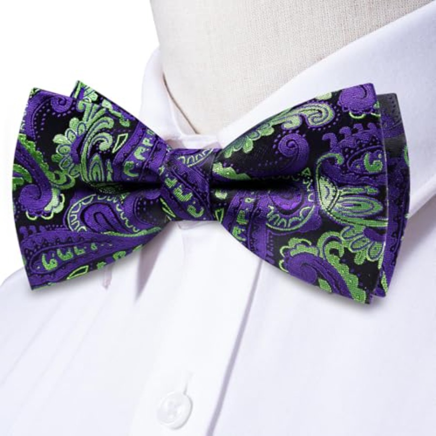 Mens Paisley Striped Bowtie Se - Pocket Square Set 评论和价格