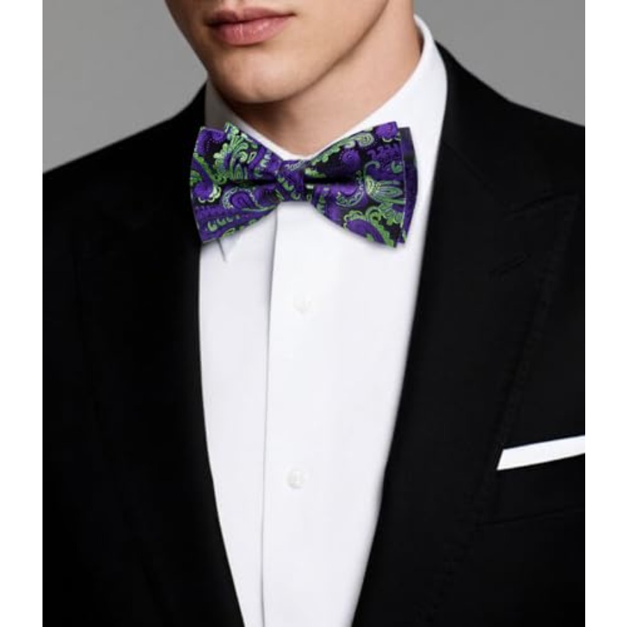 Mens Paisley Striped Bowtie Se - Pocket Square Set 评论和价格