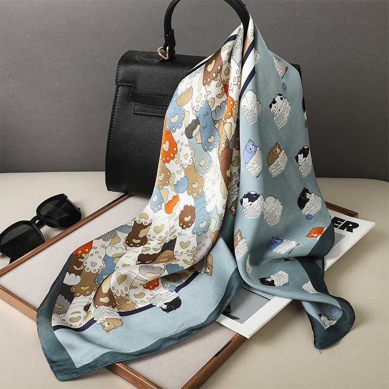 Luxury Silk Shawl Fat Cat Squa - Silk Neck Scarf 评论和价格