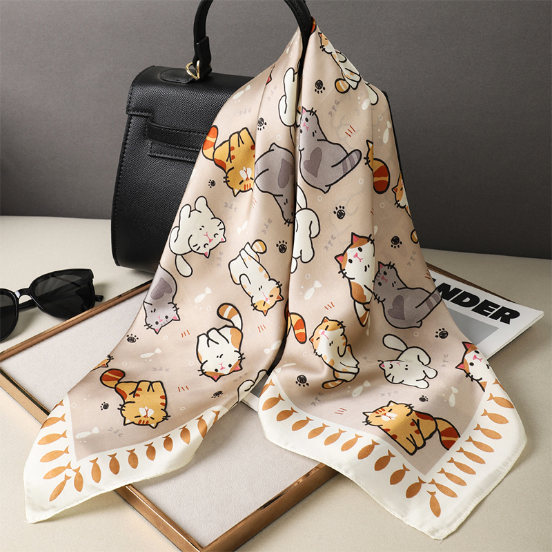 Luxury Silk Shawl Fat Cat Squa - Silk Neck Scarf 评论和价格