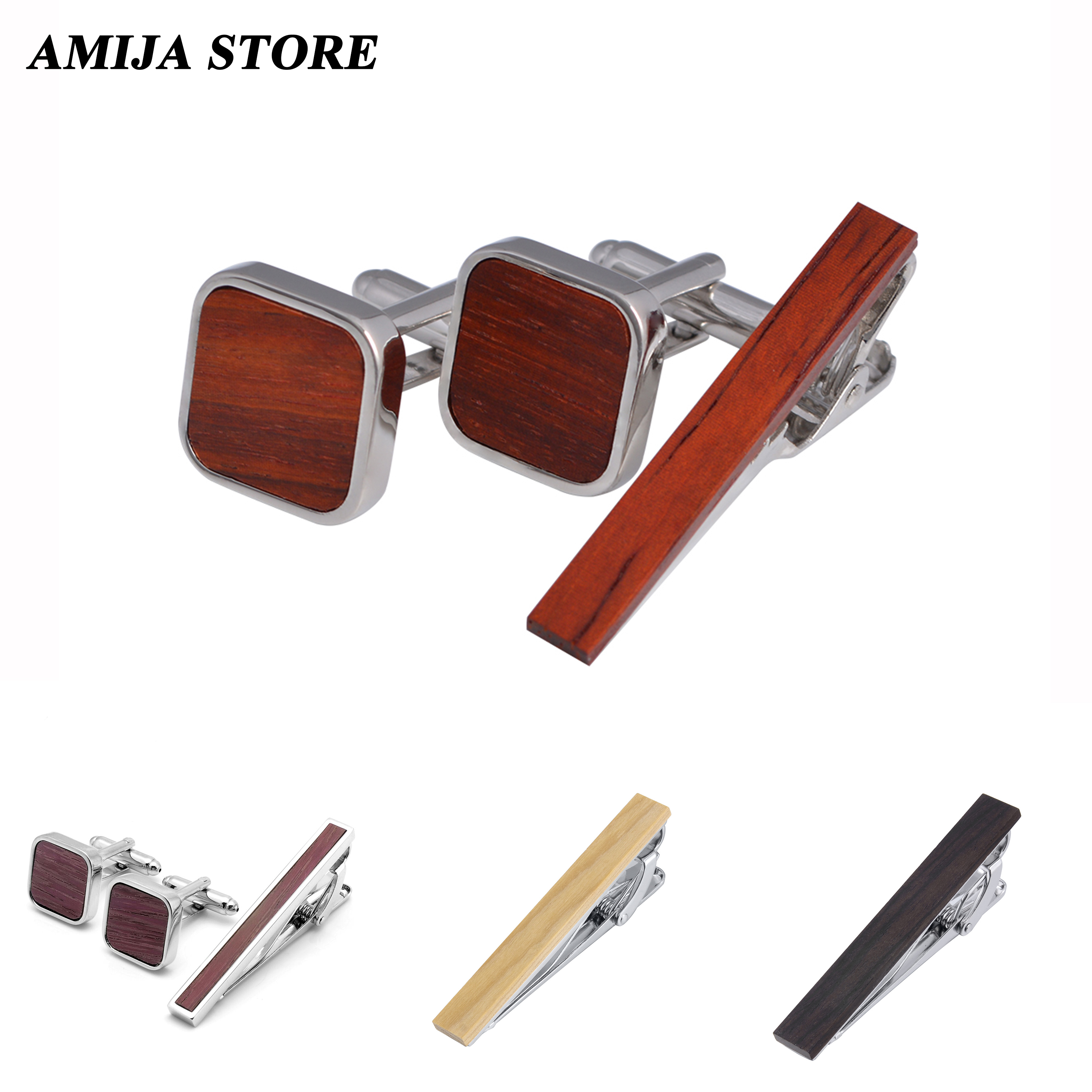 High Quality Wooden Cufflinks  - Tie Bar Set Gift 评论和价格