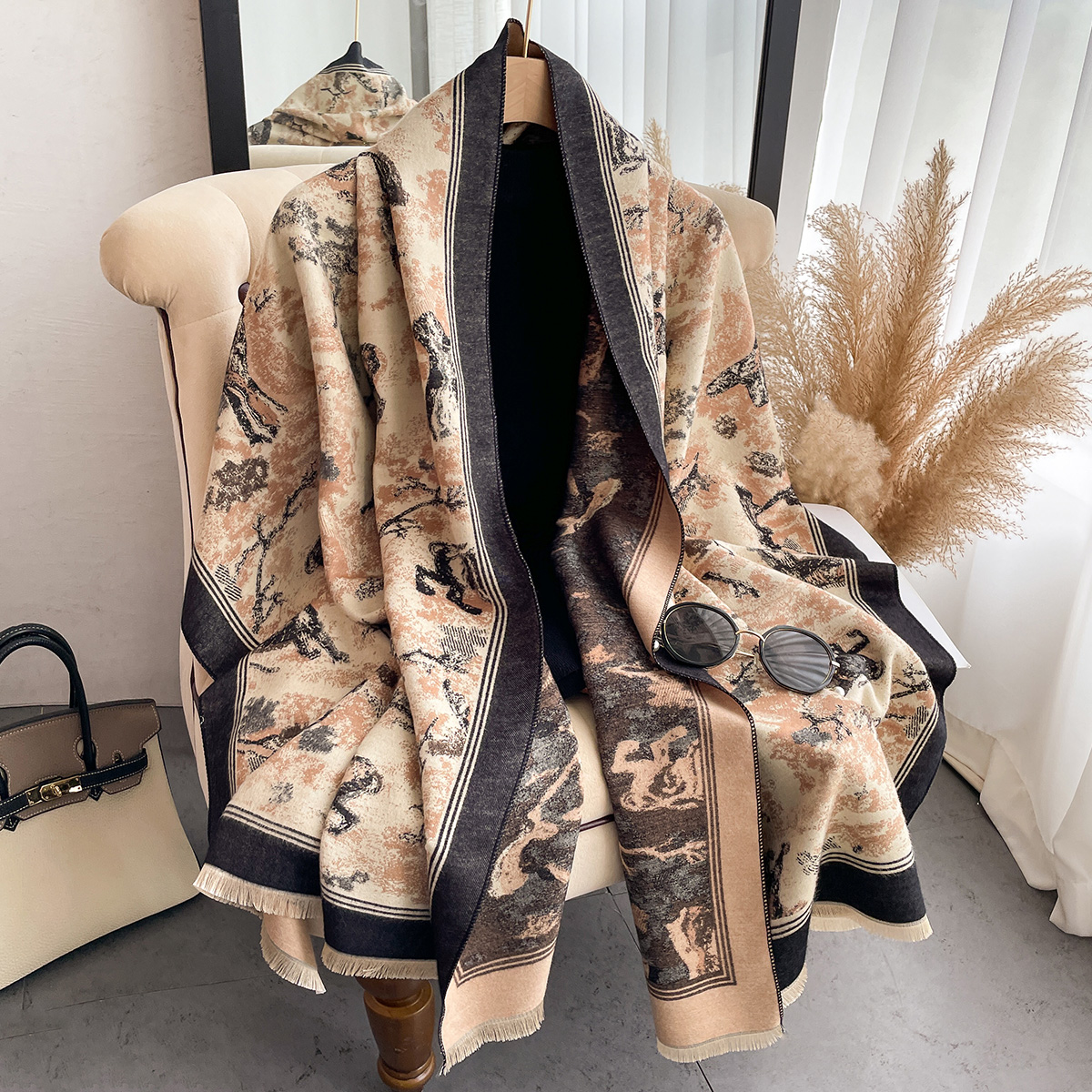 Luxury Winter Cashmere Scarf W - Woven Scarf Blanket 评论和价格