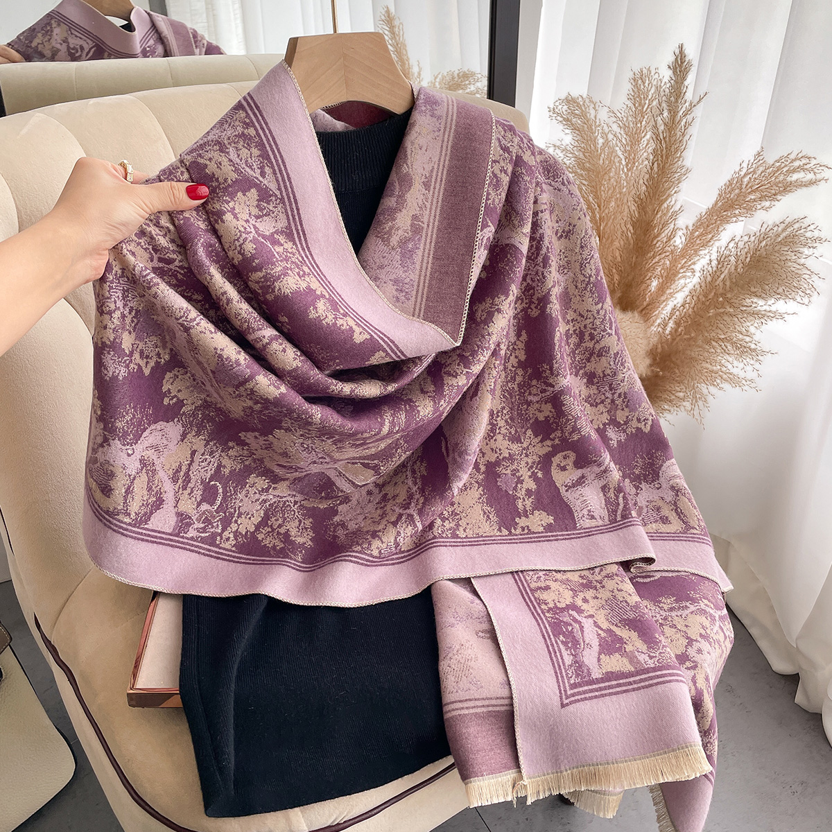 Luxury Winter Cashmere Scarf W - Woven Scarf Blanket 评论和价格