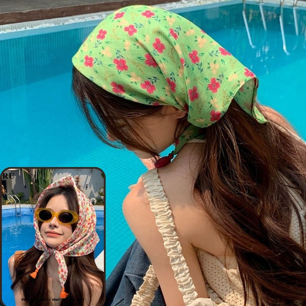 Summer Scarf Colorful Flower P - Bandana Cotton 评论和价格
