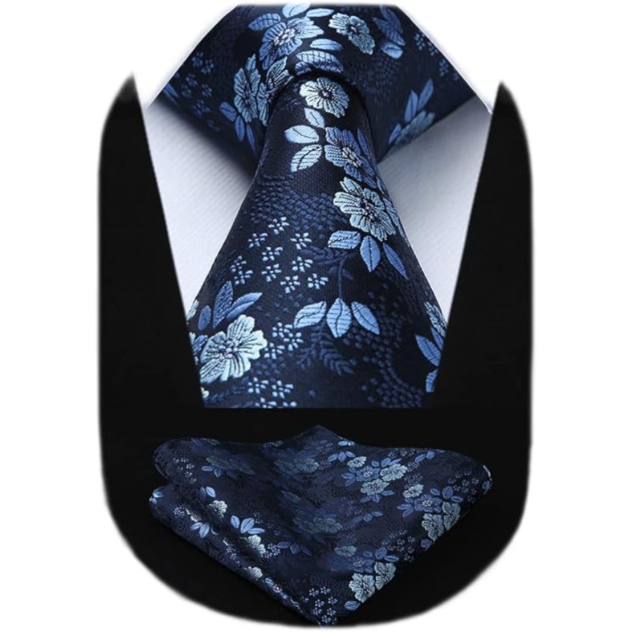 Men Floral Ties Woven Classic  - Pocket Square Set 评论和价格