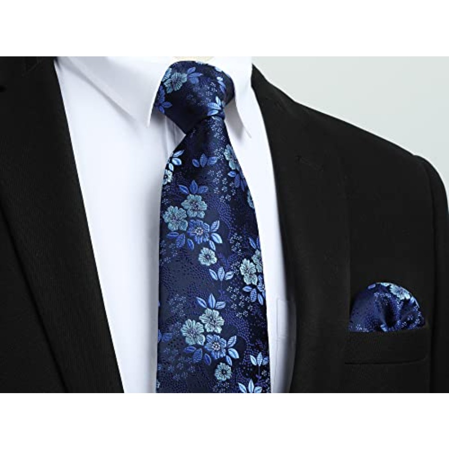 Men Floral Ties Woven Classic  - Pocket Square Set 评论和价格