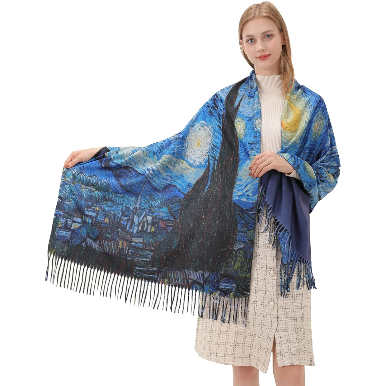 Star Sky Vintage Oil Painting  - Pashmina Wrap Large 评论和价格
