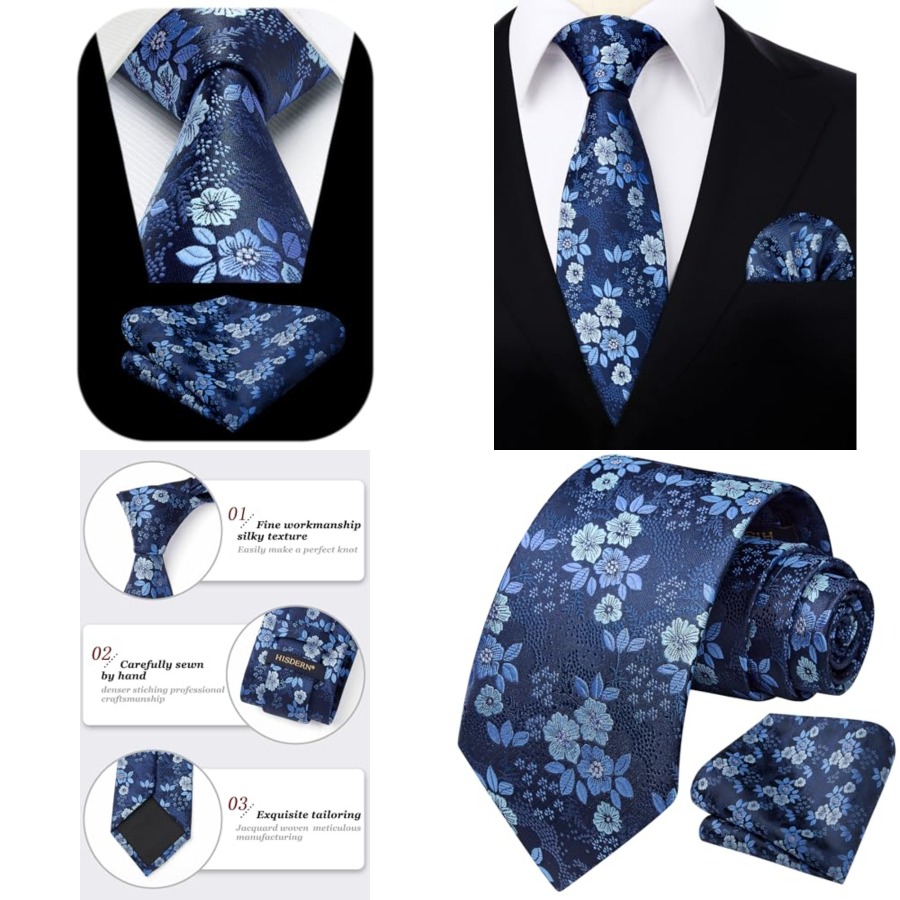 Extra Long Ties for Men Classi - Pocket Square Set 评论和价格