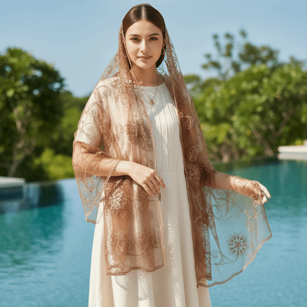 Lace Scarf Embroidered Floral  - Stole Wedding Shawl 评论和价格